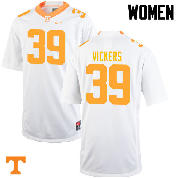 Women #39 Kendal Vickers Tennessee Volunteers College Football Jerseys-White